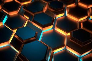 Sleek Modern Geometric Glowing Shapes Outline Background Generative AI photo