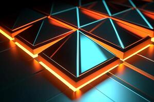 Sleek Modern Geometric Glowing Shapes Outline Background Generative AI photo