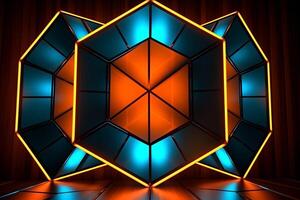 Sleek Modern Geometric Glowing Shapes Outline Background Generative AI photo