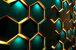 Sleek Modern Geometric Glowing Shapes Outline Background Generative AI photo