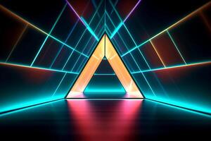 Sleek Modern Geometric Glowing Shapes Outline Background Generative AI photo