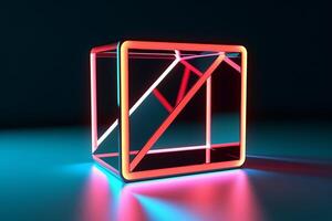 Sleek Modern Geometric Glowing Shapes Outline Background Generative AI photo