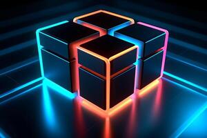 Sleek Modern Geometric Glowing Shapes Outline Background photo