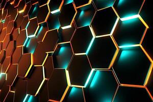 Sleek Modern Geometric Glowing Shapes Outline Background Generative AI photo