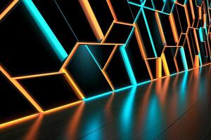 Sleek Modern Geometric Glowing Shapes Outline Background Generative AI photo