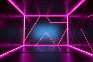 Sleek Modern Geometric Glowing Shapes Outline Background Generative AI photo