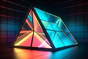 Sleek Modern Geometric Glowing Shapes Outline Background Generative AI photo