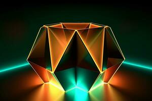 Sleek Modern Geometric Glowing Shapes Outline Background Generative AI photo