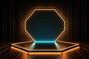 Sleek Modern Geometric Glowing Shapes Outline Background Generative AI photo