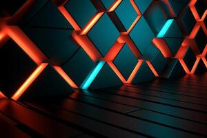 Sleek Modern Geometric Glowing Shapes Outline Background Generative AI photo