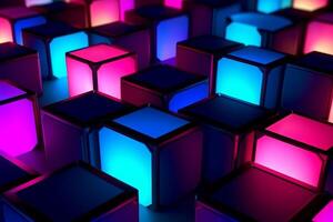 Sleek Modern Geometric Glowing Shapes Outline Background Generative AI photo