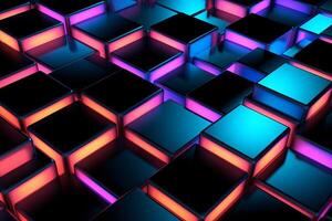 Sleek Modern Geometric Glowing Shapes Outline Background Generative AI photo