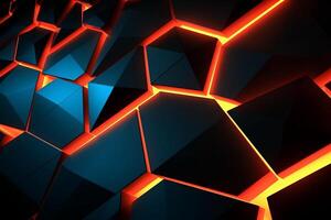 Sleek Modern Geometric Glowing Shapes Outline Background Generative AI photo