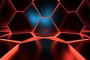 Sleek Modern Geometric Glowing Shapes Outline Background Generative AI photo