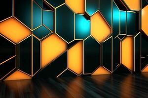 Sleek Modern Geometric Glowing Shapes Outline Background photo