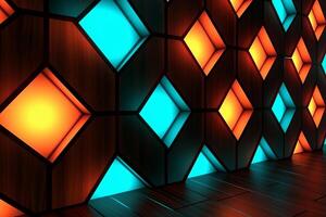 Sleek Modern Geometric Glowing Shapes Outline Background Generative AI photo