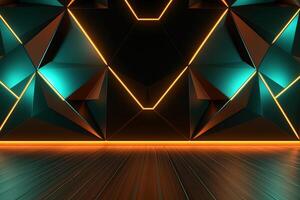 Sleek Modern Geometric Glowing Shapes Outline Background Generative AI photo