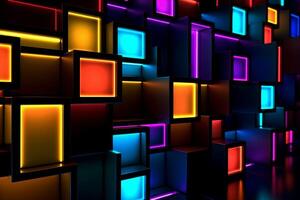 Sleek Modern Geometric Glowing Shapes Outline Background Generative AI photo