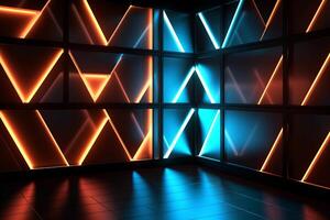 Sleek Modern Geometric Glowing Shapes Outline Background Generative AI photo