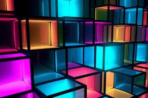 Sleek Modern Geometric Glowing Shapes Outline Background Generative AI photo