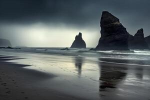 Tormentoso clima paisaje de playa generativo ai foto