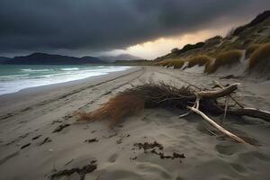 Tormentoso clima paisaje de playa generativo ai foto