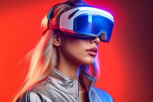 Stylized Portrait of a Woman Wearing a VR Headset photo