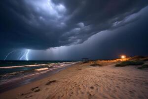 Stormy Weather Beachscape Generative AI photo