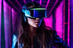 Stylized Portrait of a Woman Wearing a VR Headset photo