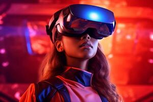 Stylized Portrait of a Woman Wearing a VR Headset photo