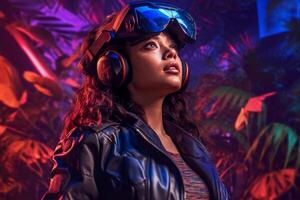 Stylized Portrait of a Woman Wearing a VR Headset photo