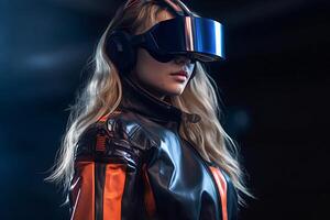 Stylized Portrait of a Woman Wearing a VR Headset photo