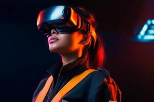 Stylized Portrait of a Woman Wearing a VR Headset photo