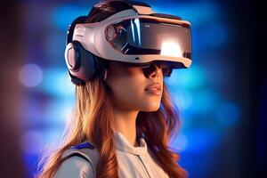 Stylized Portrait of a Woman Wearing a VR Headset photo