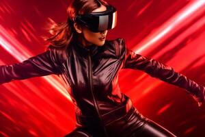Stylized Portrait of a Woman Wearing a VR Headset photo