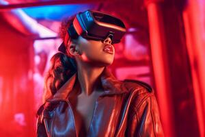 Stylized Portrait of a Woman Wearing a VR Headset photo