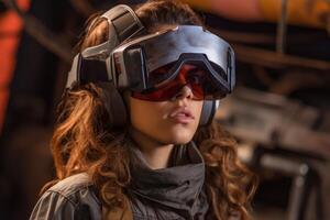 Stylized Portrait of a Woman Wearing a VR Headset photo