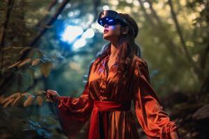 Stylized Portrait of a Woman Wearing a VR Headset photo