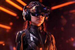 Stylized Portrait of a Woman Wearing a VR Headset photo