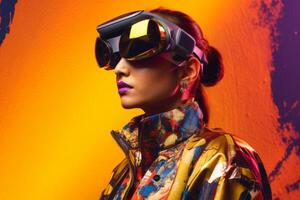 Stylized Portrait of a Woman Wearing a VR Headset photo