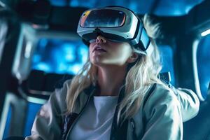 Stylized Portrait of a Woman Wearing a VR Headset photo