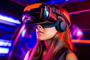 Stylized Portrait of a Woman Wearing a VR Headset photo