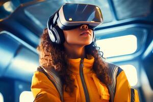 Stylized Portrait of a Woman Wearing a VR Headset photo