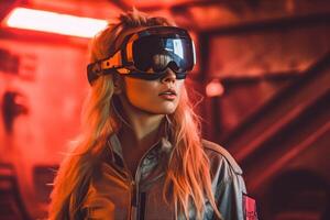 Stylized Portrait of a Woman Wearing a VR Headset photo