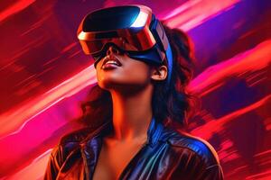 Stylized Portrait of a Woman Wearing a VR Headset photo