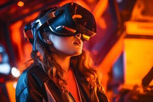 Stylized Portrait of a Woman Wearing a VR Headset photo