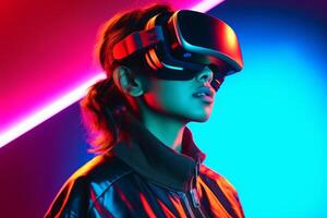 Stylized Portrait of a Woman Wearing a VR Headset photo