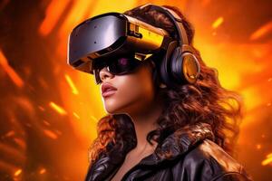Stylized Portrait of a Woman Wearing a VR Headset photo