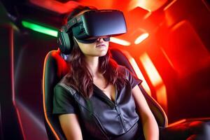 Stylized Portrait of a Woman Wearing a VR Headset photo