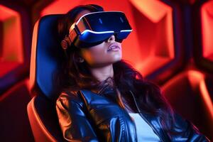 Stylized Portrait of a Woman Wearing a VR Headset photo
